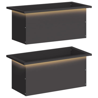 Garden Planter with LED 2 pcs Black 30 x 60 x 30 cm Steel