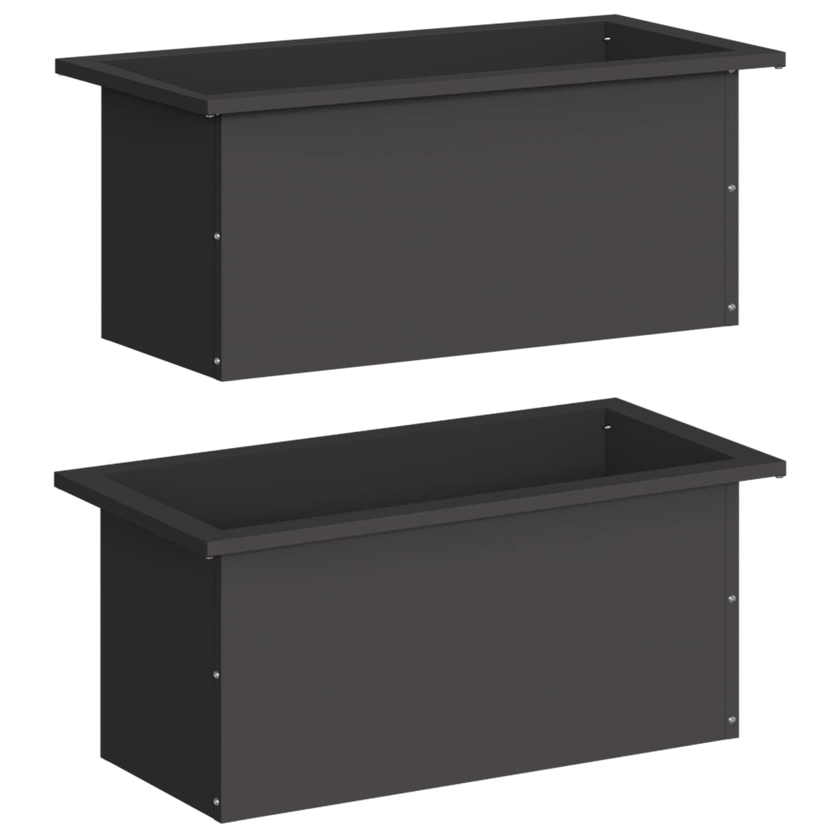 Garden Planter with LED 2 pcs Black 30 x 60 x 30 cm Steel