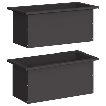 Garden Planter with LED 2 pcs Black 30 x 60 x 30 cm Steel