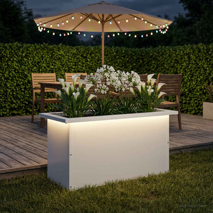 Garden Planter with LED White 30 x 60 x 30 cm Steel
