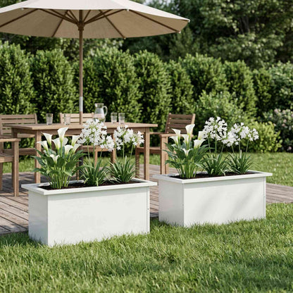 Garden Planter with LED 2 pcs White 30 x 60 x 30 cm Steel