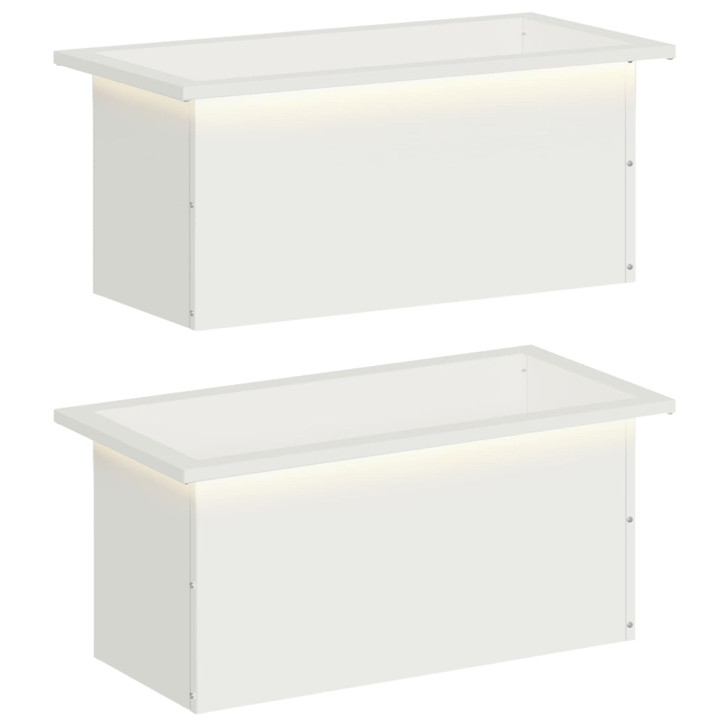 Garden Planter with LED 2 pcs White 30 x 60 x 30 cm Steel