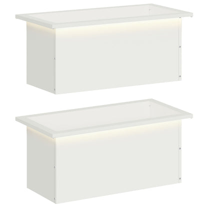 Garden Planter with LED 2 pcs White 30 x 60 x 30 cm Steel
