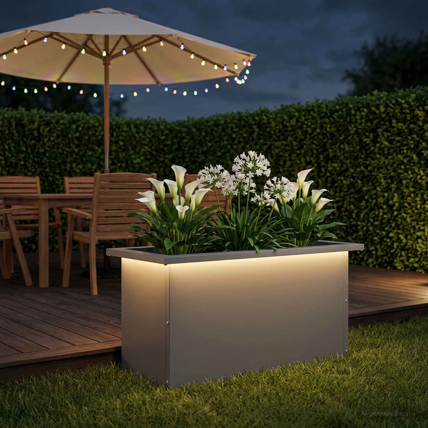 Garden Planter with LED Antracite 30 x 60 x 30 cm Steel