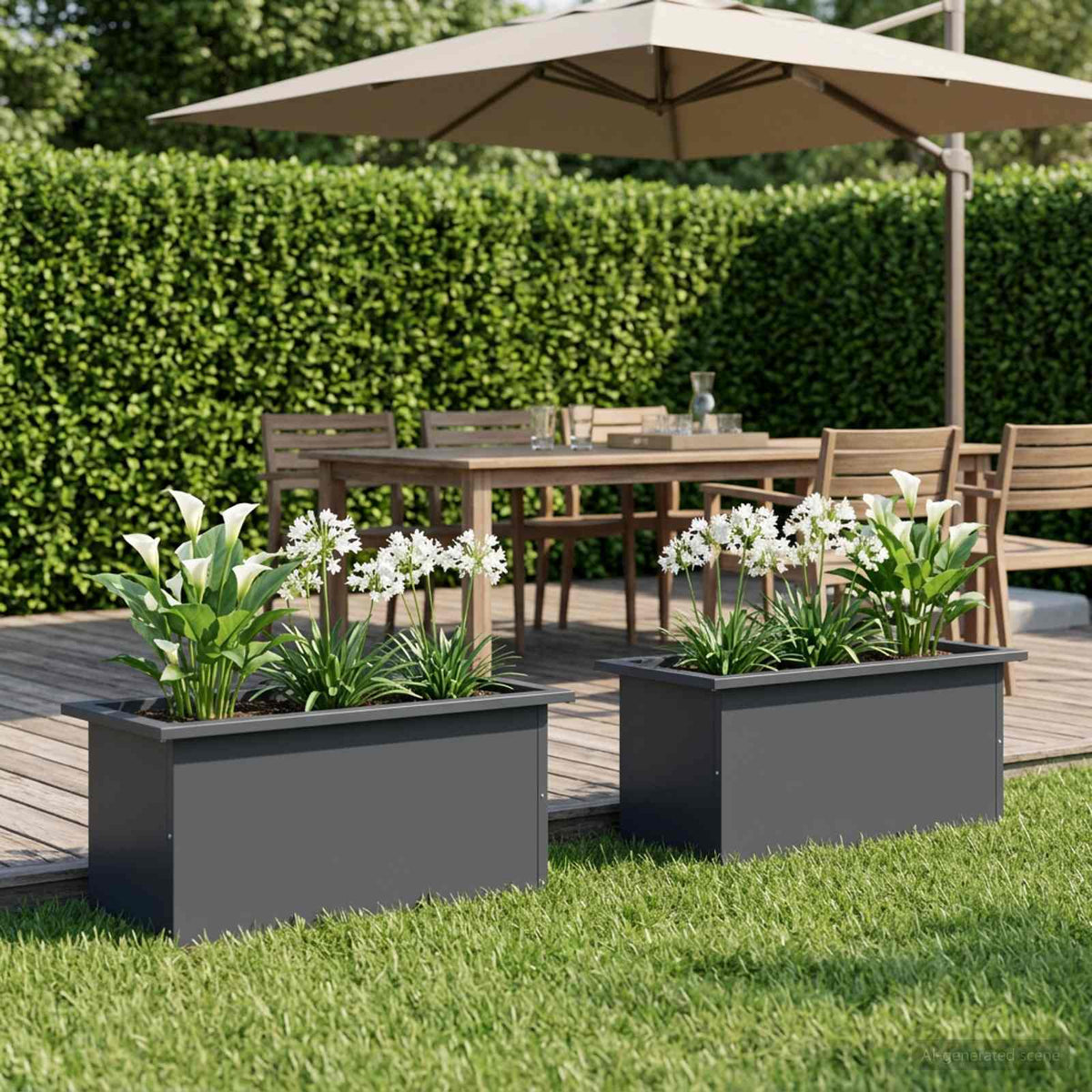 Garden Planter with LED 2 pcs Antracite 30 x 60 x 30 cm Steel
