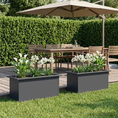 Garden Planter with LED 2 pcs Antracite 30 x 60 x 30 cm Steel