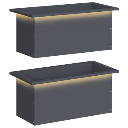 Garden Planter with LED 2 pcs Antracite 30 x 60 x 30 cm Steel