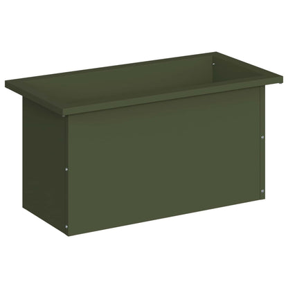 Garden Planter with LED Olive Green 30 x 60 x 30 cm Steel