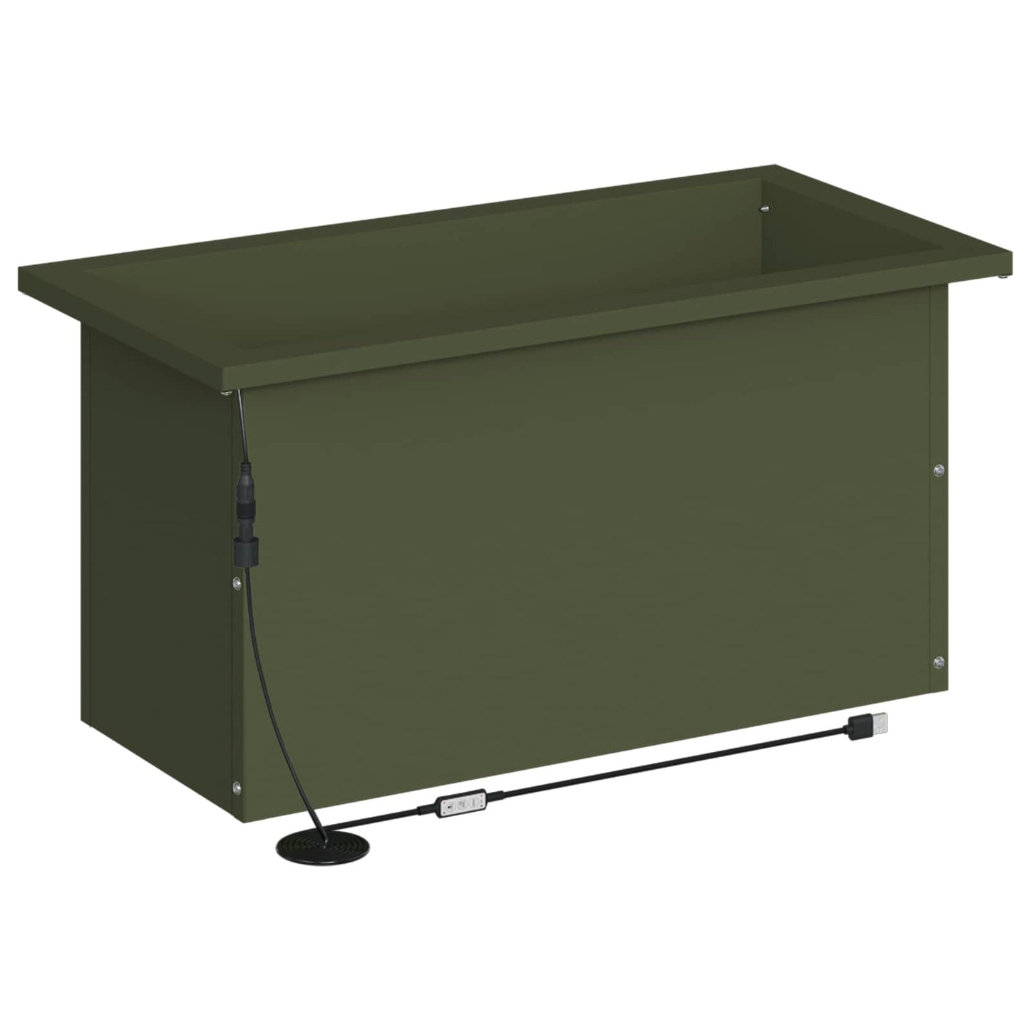 Garden Planter with LED Olive Green 30 x 60 x 30 cm Steel