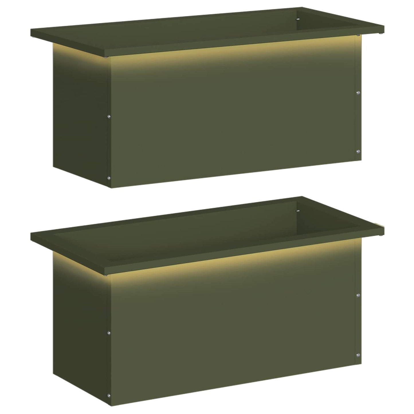 Garden Planter with LED 2 pcs Olive Green 30 x 60 x 30 cm Steel