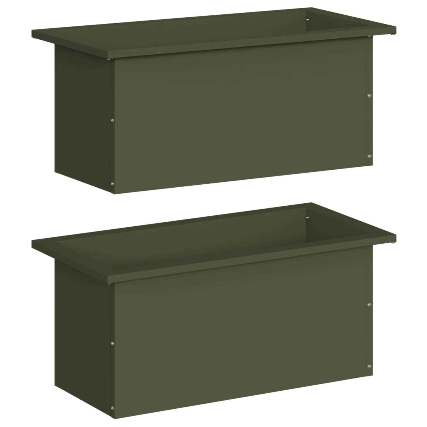 Garden Planter with LED 2 pcs Olive Green 30 x 60 x 30 cm Steel