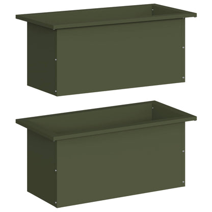 Garden Planter with LED 2 pcs Olive Green 30 x 60 x 30 cm Steel