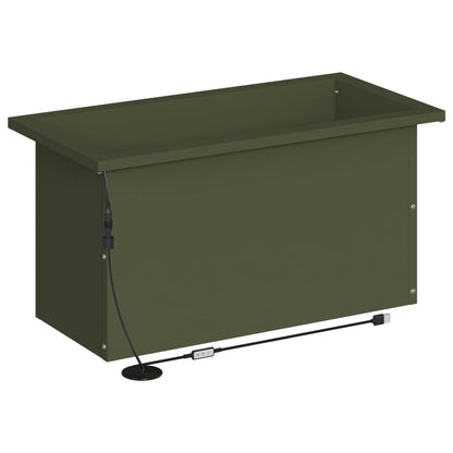 Garden Planter with LED 2 pcs Olive Green 30 x 60 x 30 cm Steel