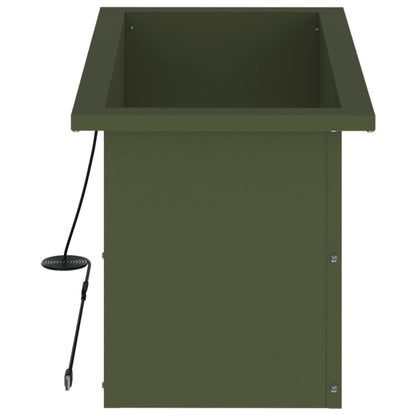 Garden Planter with LED 2 pcs Olive Green 30 x 60 x 30 cm Steel