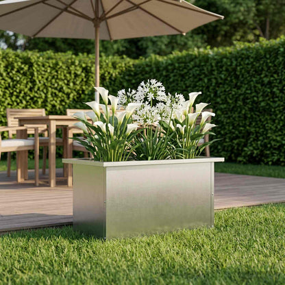 Garden Planter with LED Silver 30 x 60 x 30 cm Stainless Steel