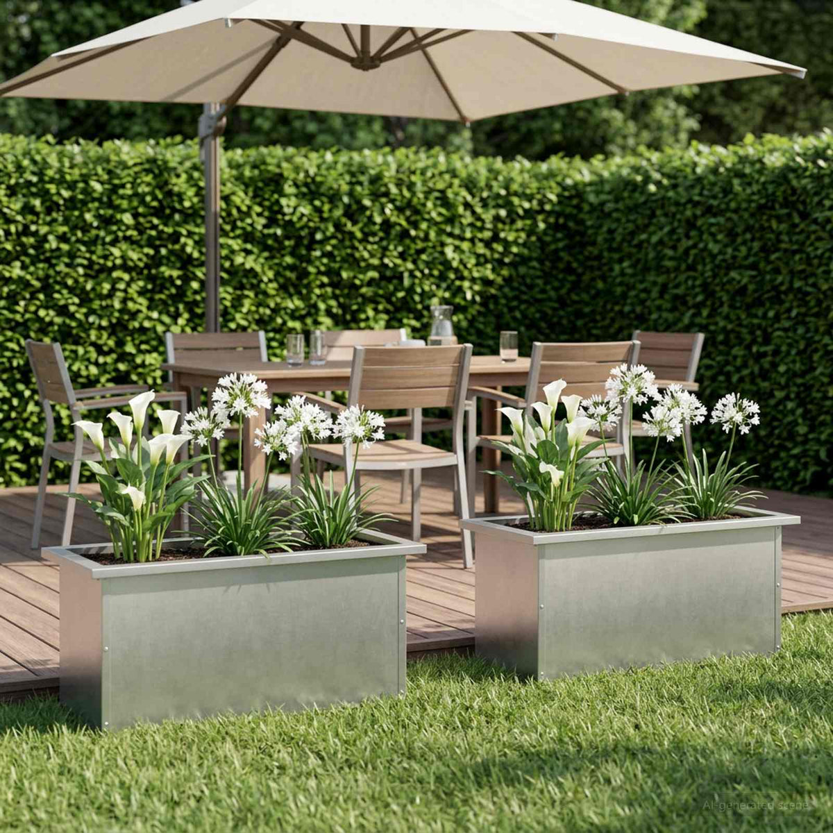 Garden Planter with LED 2 pcs Silver 30 x 60 x 30 cm