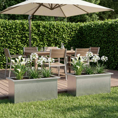 Garden Planter with LED 2 pcs Silver 30 x 60 x 30 cm