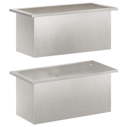 Garden Planter with LED 2 pcs Silver 30 x 60 x 30 cm
