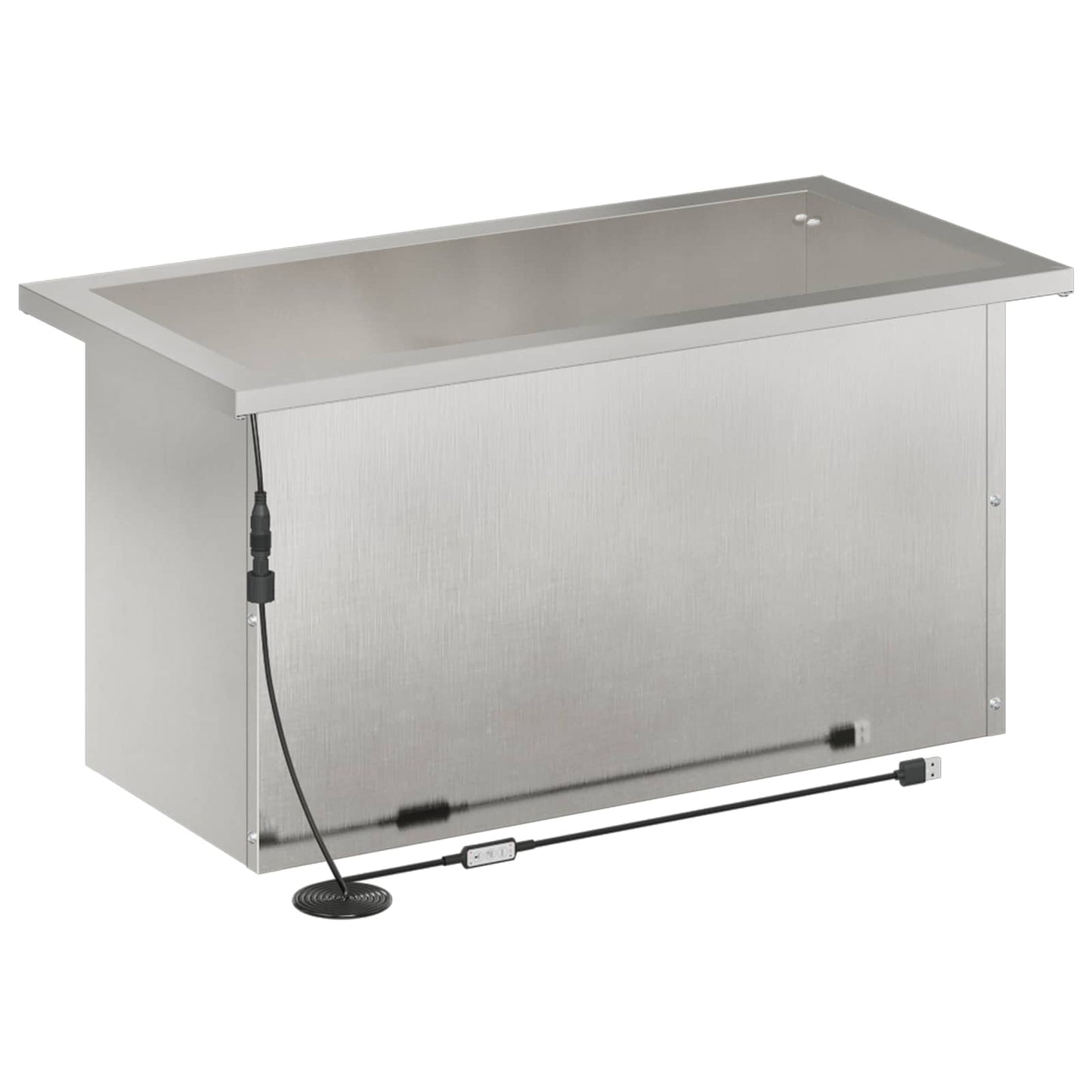 Garden Planter with LED 2 pcs Silver 30 x 60 x 30 cm