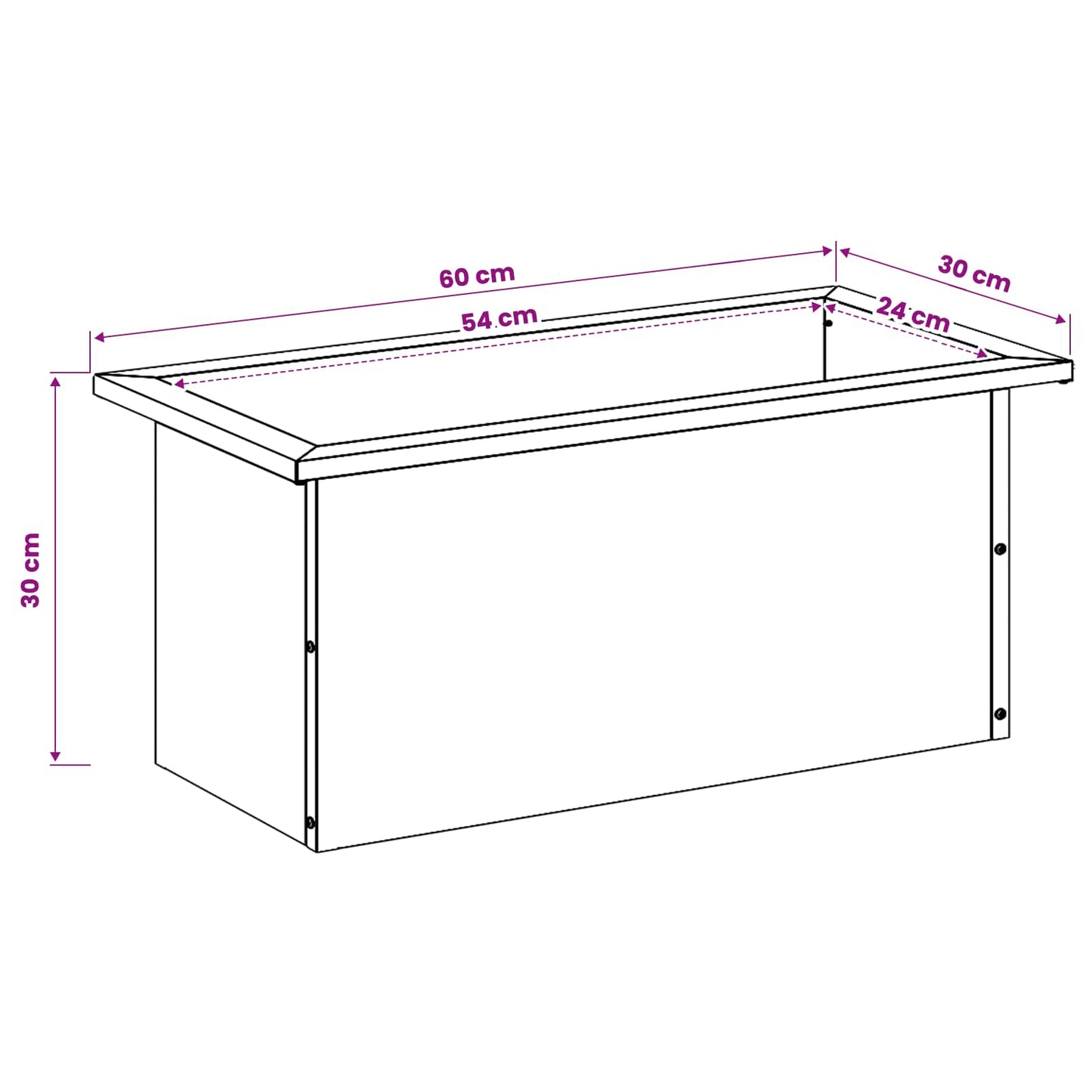 Garden Planter with LED 2 pcs Silver 30 x 60 x 30 cm