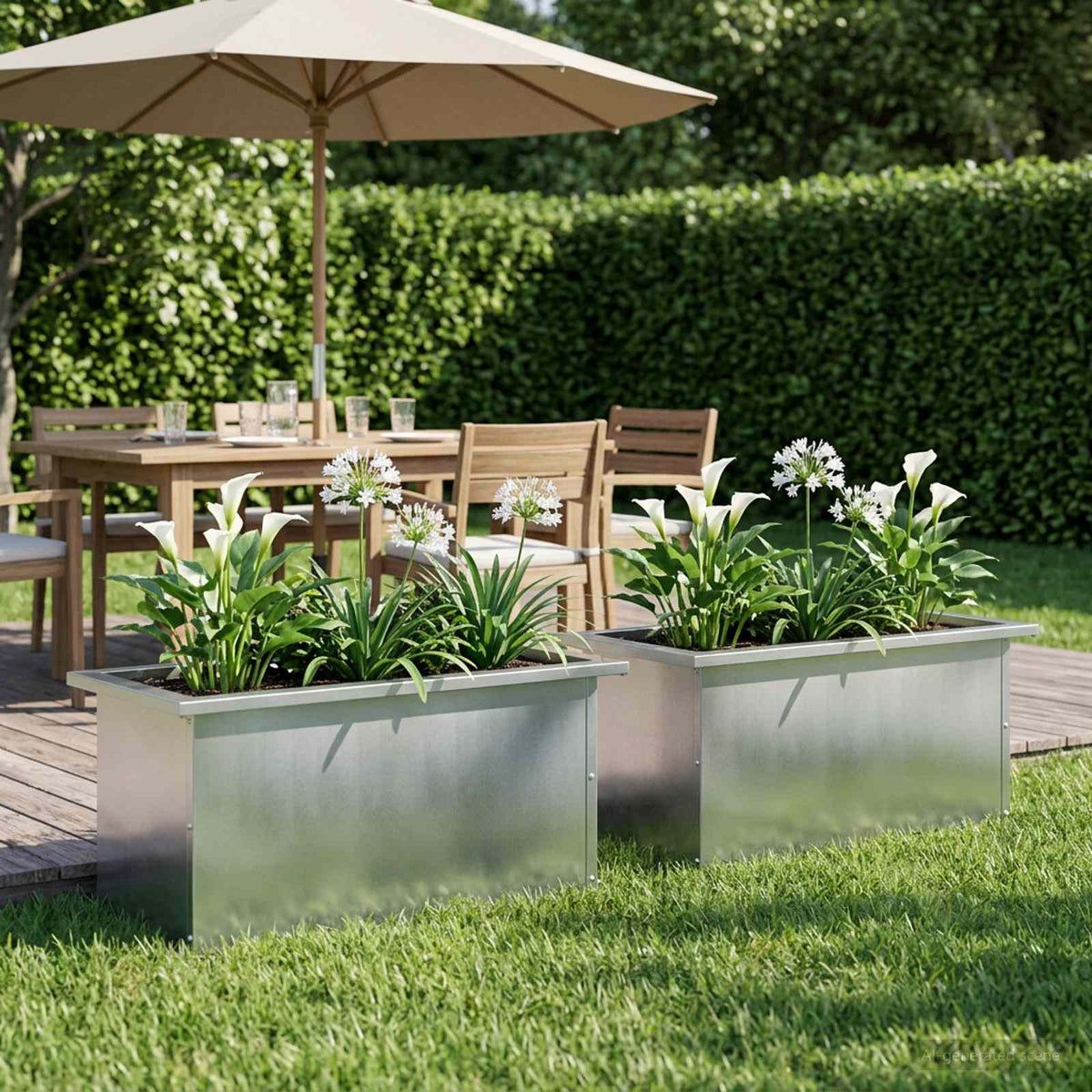Garden Planter with LED 2 pcs Silver 30 x 60 x 30 cm