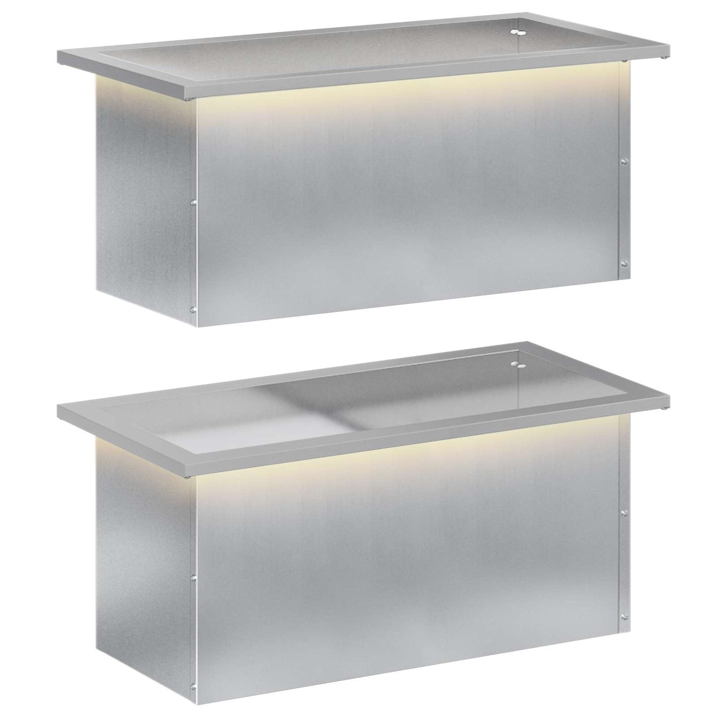 Garden Planter with LED 2 pcs Silver 30 x 60 x 30 cm