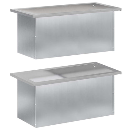 Garden Planter with LED 2 pcs Silver 30 x 60 x 30 cm
