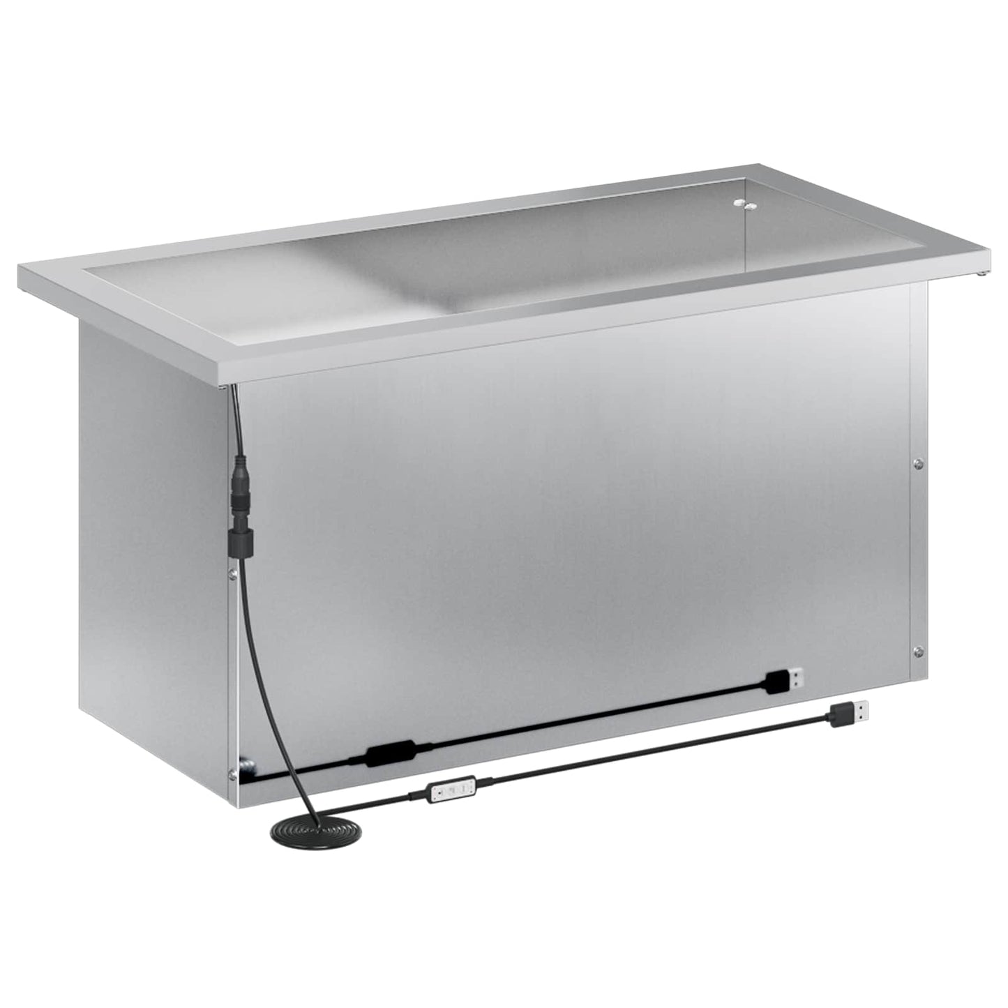 Garden Planter with LED 2 pcs Silver 30 x 60 x 30 cm