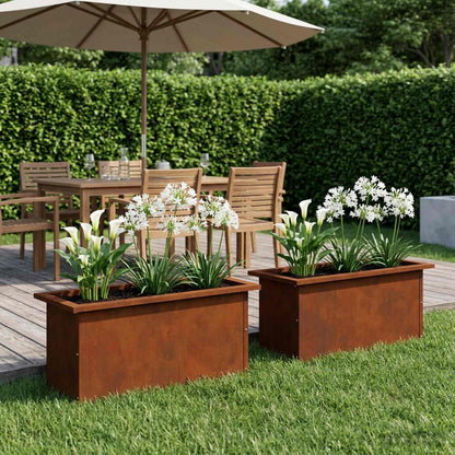 Garden Planter with LED 2 pcs Rusty 30 x 60 x 30 cm