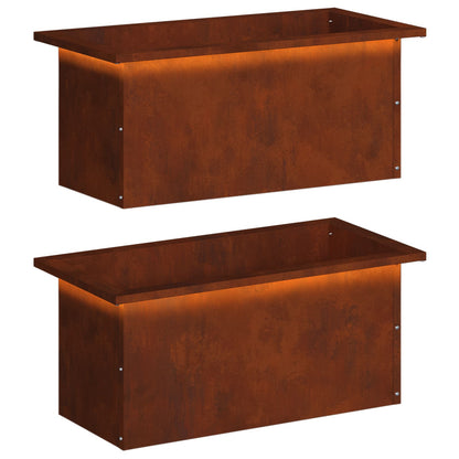 Garden Planter with LED 2 pcs Rusty 30 x 60 x 30 cm