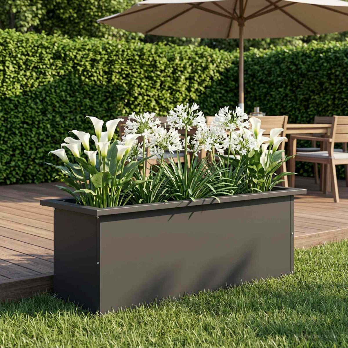 Garden Planter with LED Black 30 x 80 x 30 cm Steel