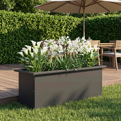Garden Planter with LED Black 30 x 80 x 30 cm Steel