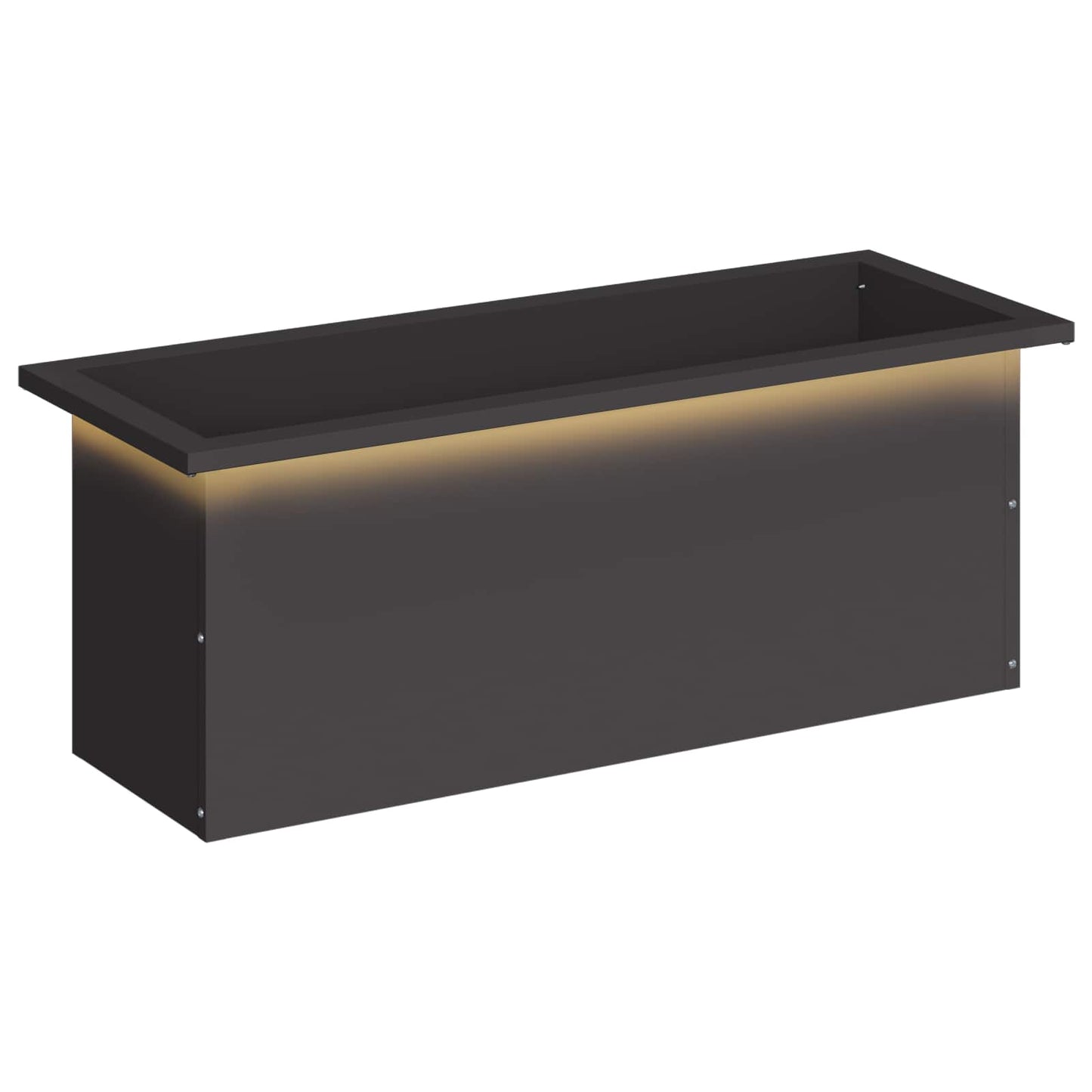Garden Planter with LED Black 30 x 80 x 30 cm Steel