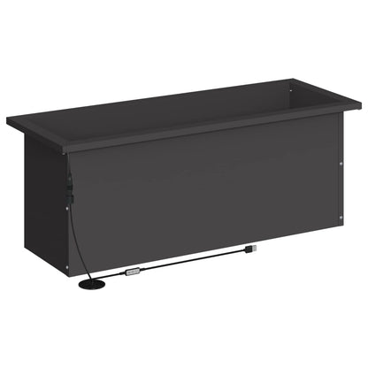 Garden Planter with LED Black 30 x 80 x 30 cm Steel