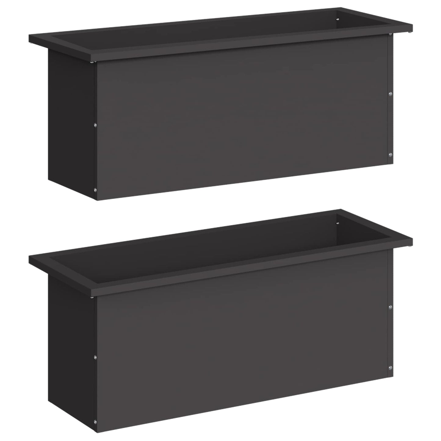 Garden Planter with LED 2 pcs Black 30 x 80 x 30 cm Steel