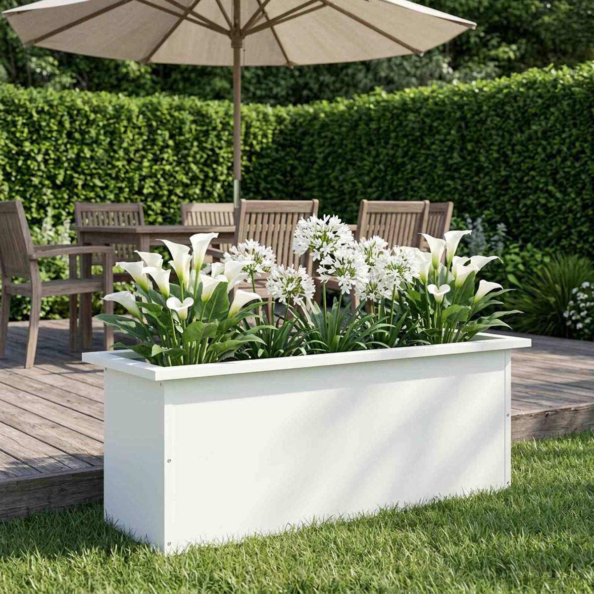 Garden Planter with LED White 30 x 80 x 30 cm Steel