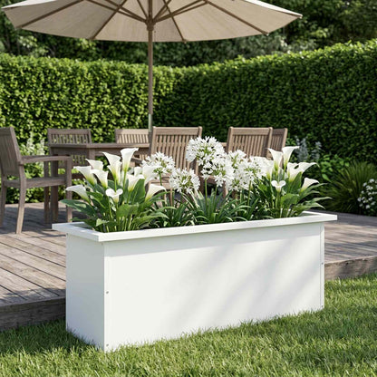 Garden Planter with LED White 30 x 80 x 30 cm Steel