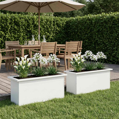 Garden Planter with LED 2 pcs White 30 x 80 x 30 cm Steel