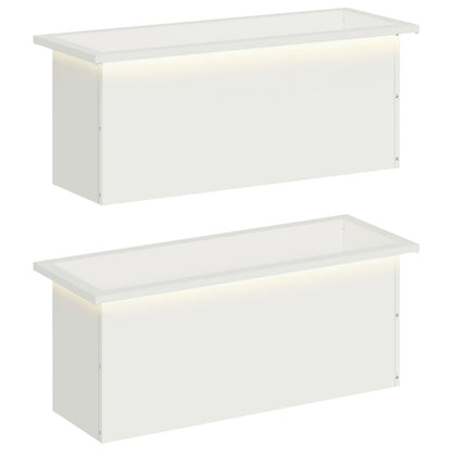 Garden Planter with LED 2 pcs White 30 x 80 x 30 cm Steel