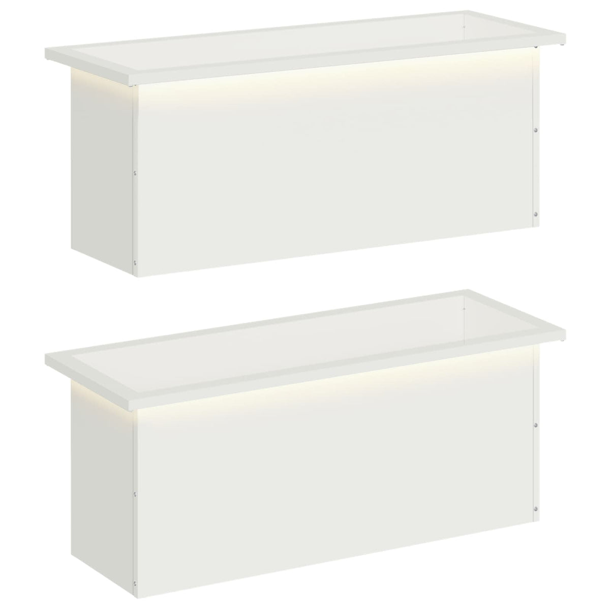 Garden Planter with LED 2 pcs White 30 x 80 x 30 cm Steel