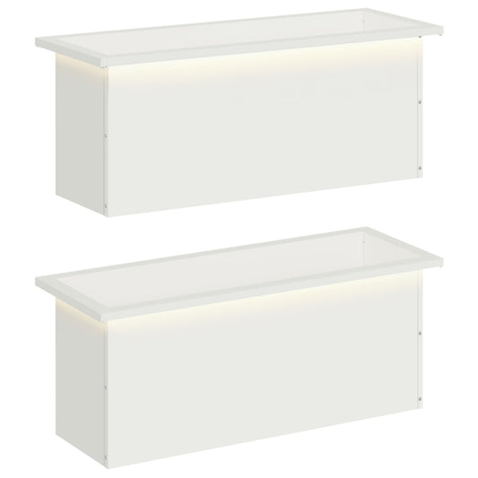 Garden Planter with LED 2 pcs White 30 x 80 x 30 cm Steel