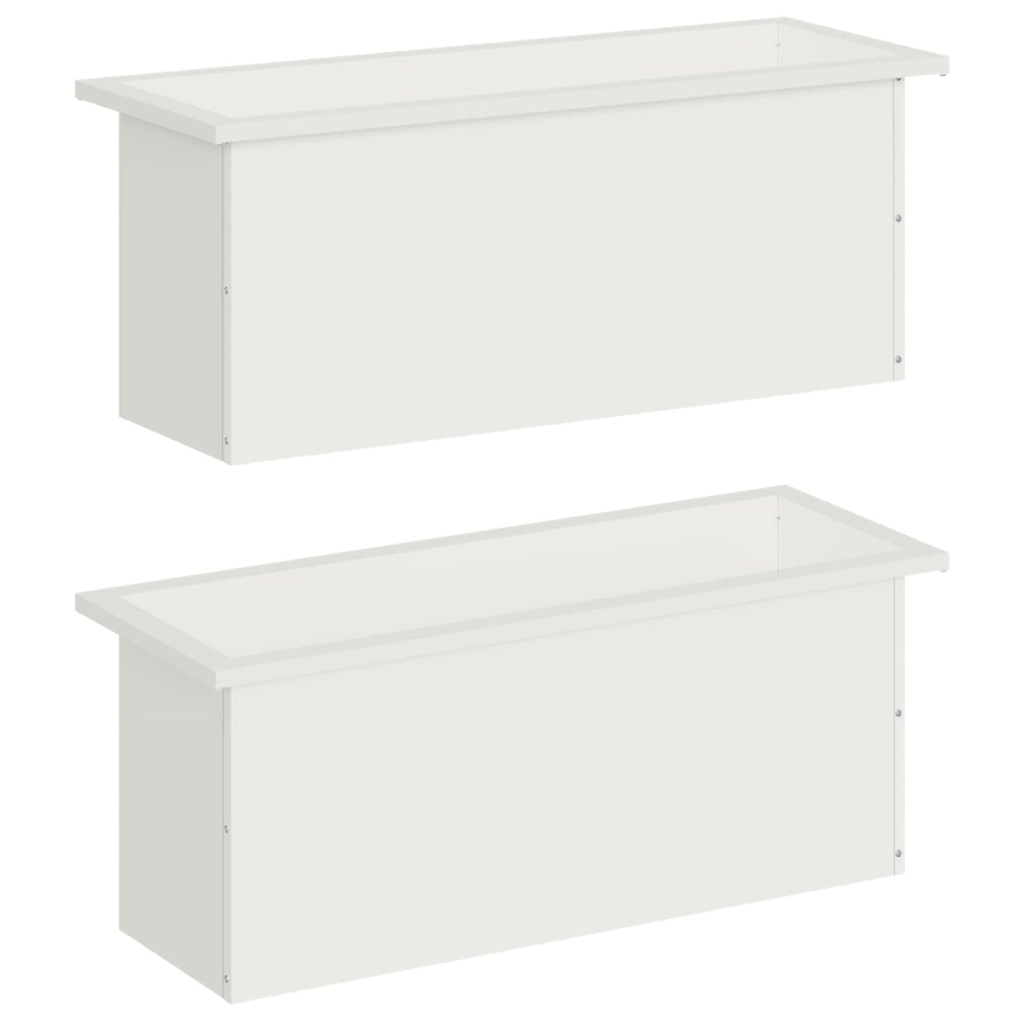 Garden Planter with LED 2 pcs White 30 x 80 x 30 cm Steel