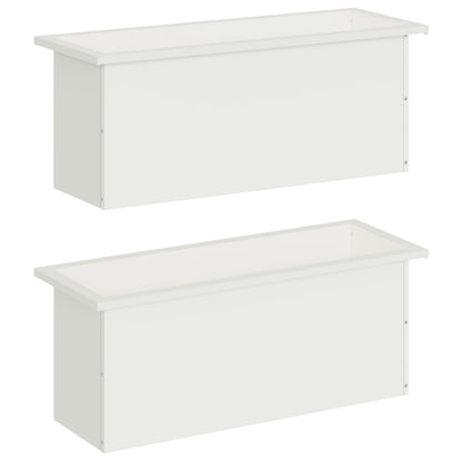 Garden Planter with LED 2 pcs White 30 x 80 x 30 cm Steel