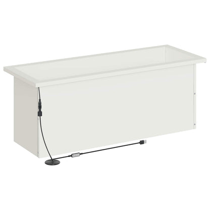 Garden Planter with LED 2 pcs White 30 x 80 x 30 cm Steel