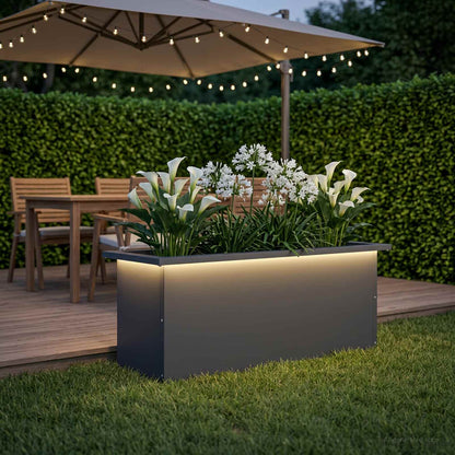 Garden Planter with LED Antracite 30 x 80 x 30 cm Steel