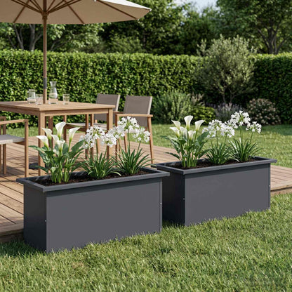 Garden Planter with LED 2 pcs Antracite 30 x 80 x 30 cm Steel