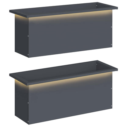 Garden Planter with LED 2 pcs Antracite 30 x 80 x 30 cm Steel