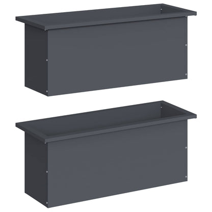 Garden Planter with LED 2 pcs Antracite 30 x 80 x 30 cm Steel