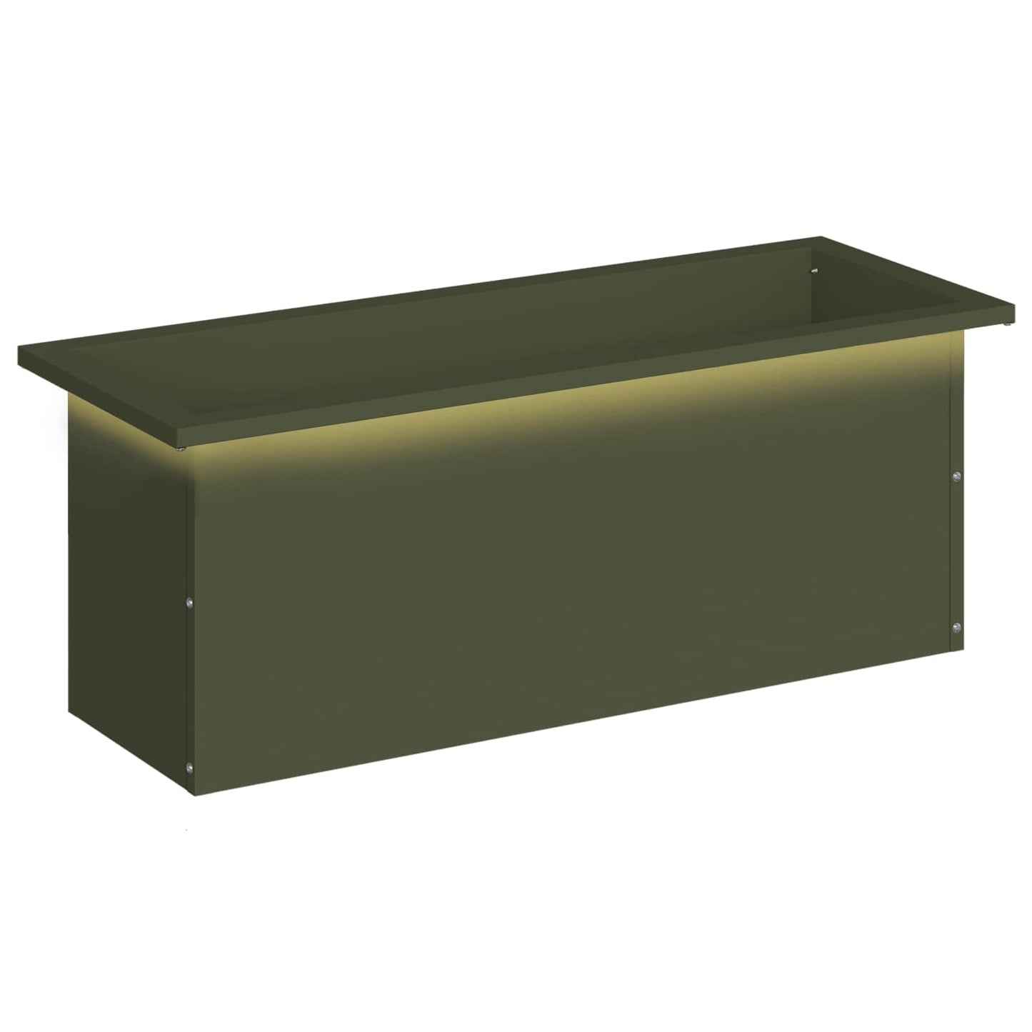 Garden Planter with LED Olive Green 30 x 80 x 30 cm Steel