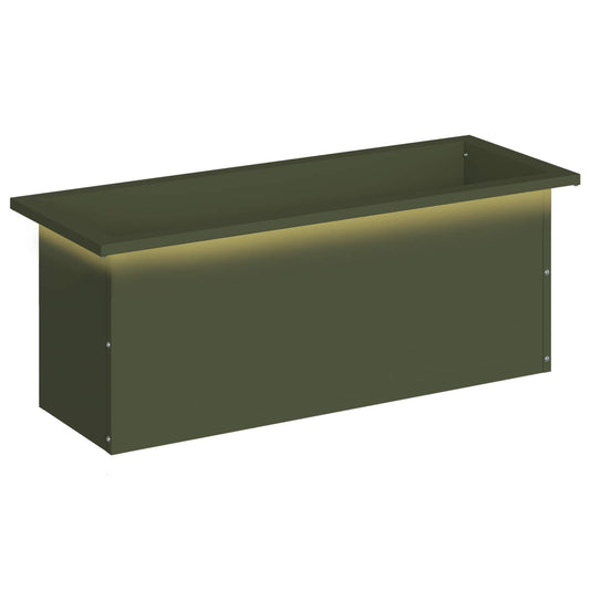 Garden Planter with LED Olive Green 30 x 80 x 30 cm Steel